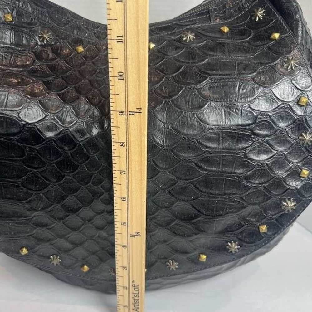 Eric Javits Extra Large Hobo Bag Black Croc Embos… - image 12