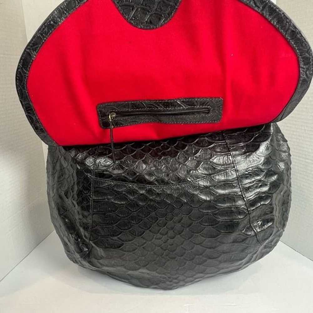 Eric Javits Extra Large Hobo Bag Black Croc Embos… - image 3