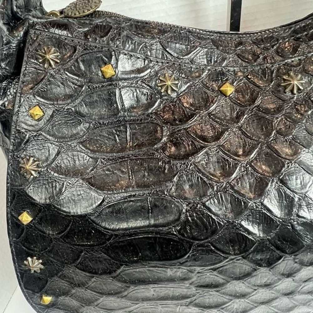 Eric Javits Extra Large Hobo Bag Black Croc Embos… - image 6