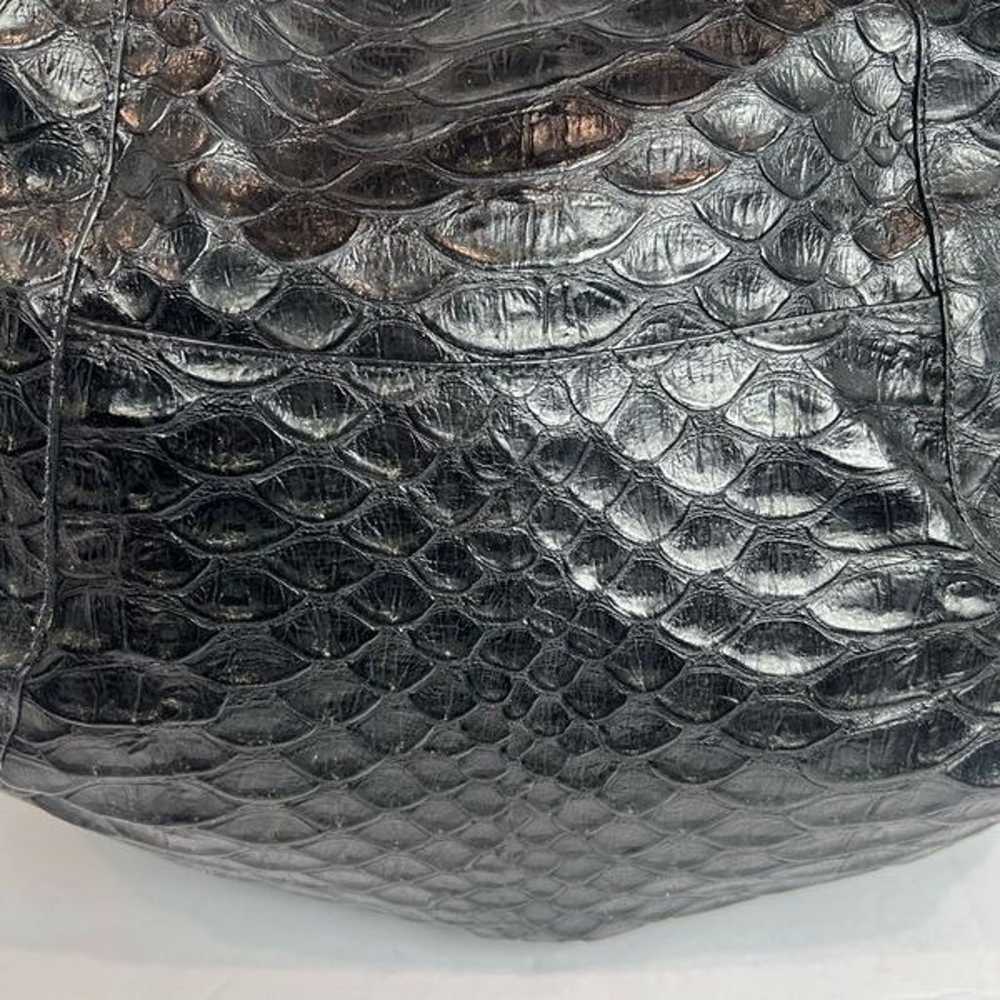 Eric Javits Extra Large Hobo Bag Black Croc Embos… - image 9