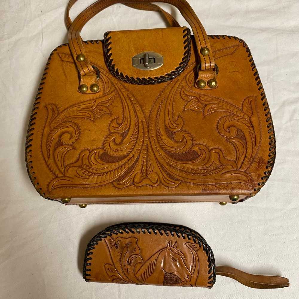 Beautiful Vintage tooled leather bag and  case. - image 1