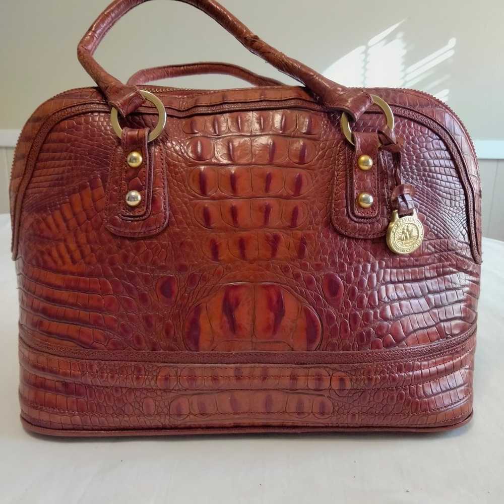 Brahmin Red Satchel Handbag Purse - image 2