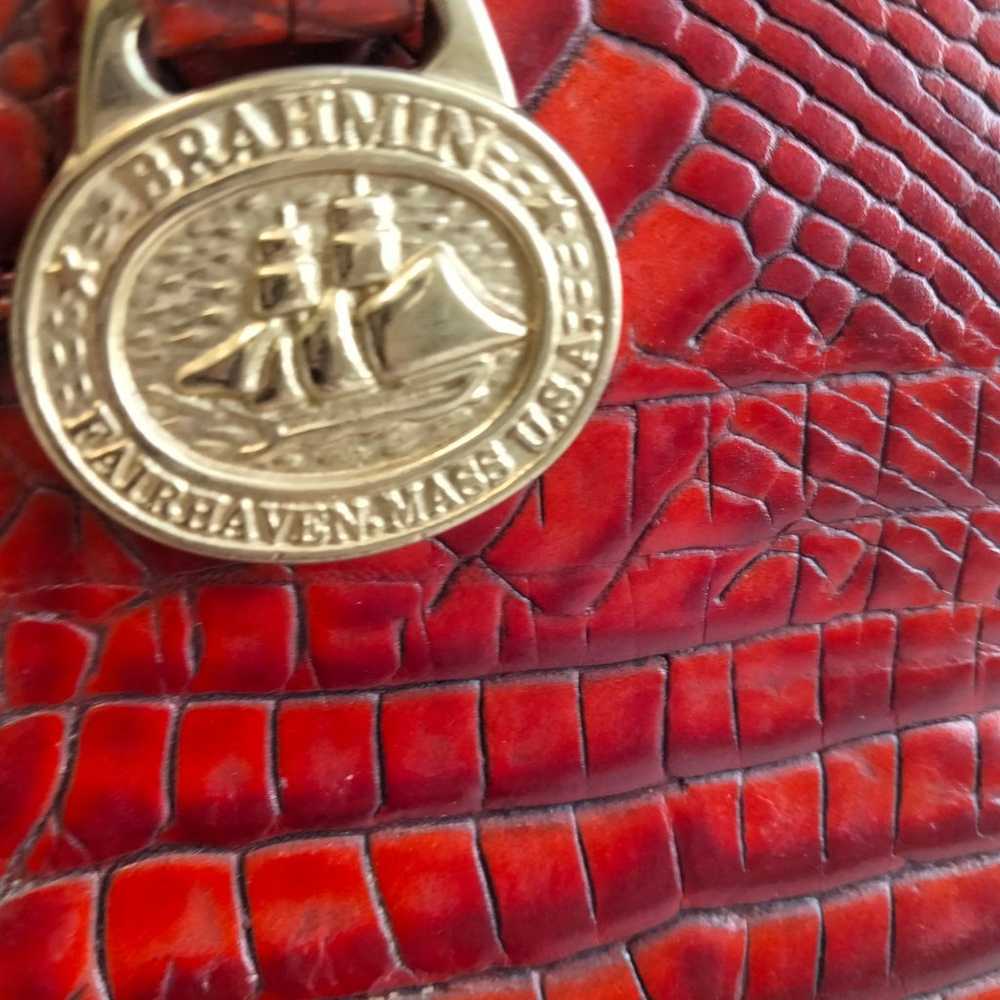 Brahmin Red Satchel Handbag Purse - image 4