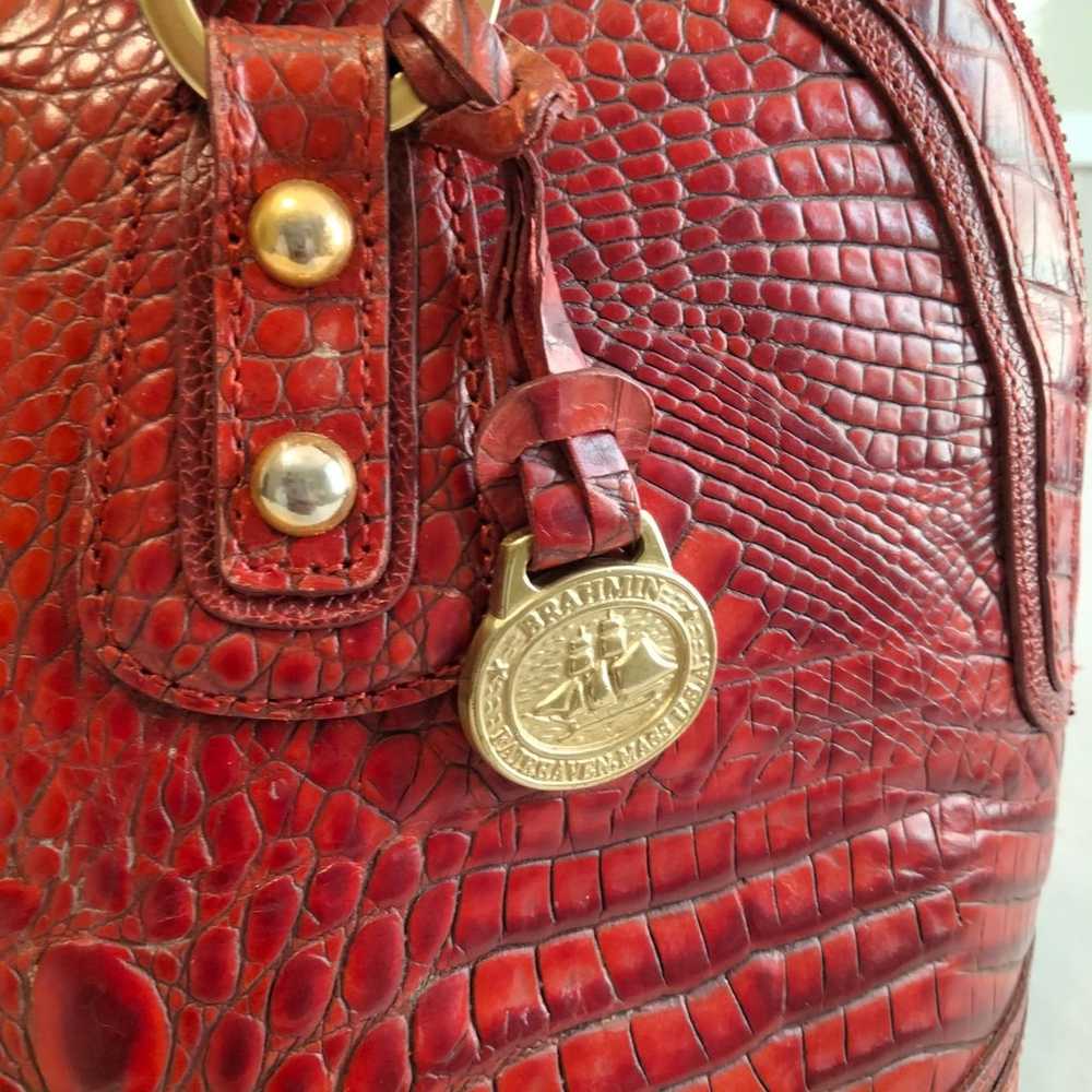 Brahmin Red Satchel Handbag Purse - image 5