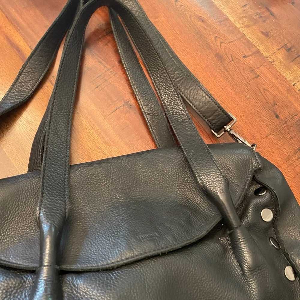 Black leather Hammitt  crossbody  tote Bag size 1… - image 3