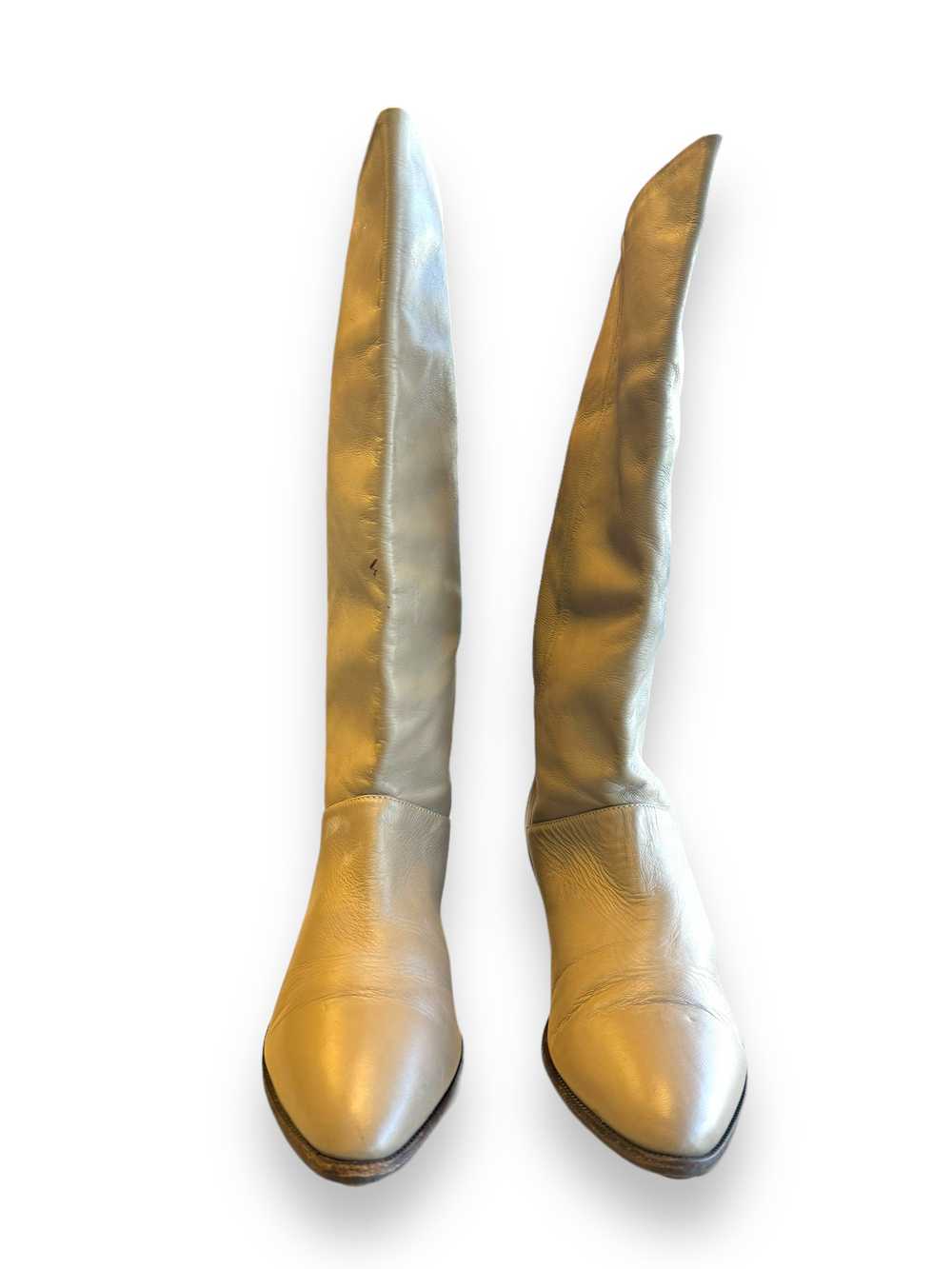 1980s Flat Beige Leather Boots - image 2