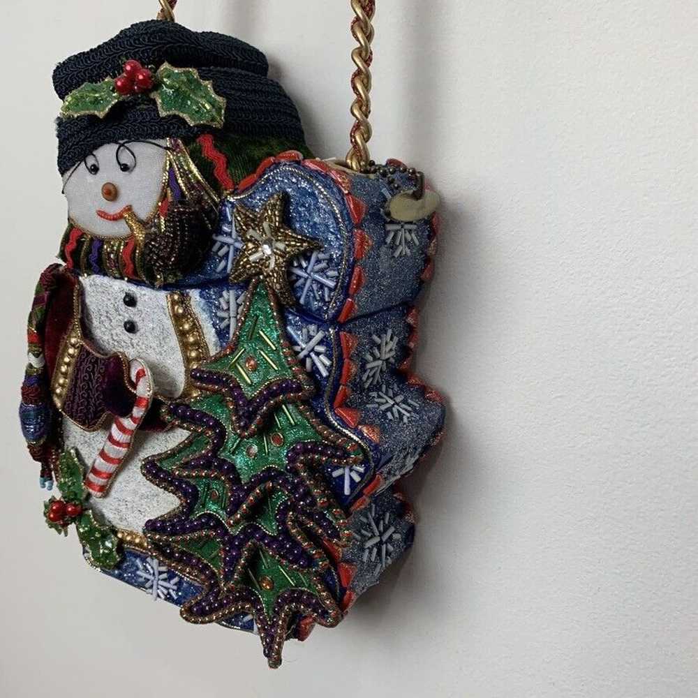 Mary Frances Vintage Bag Purse Beaded Snowman Chr… - image 3