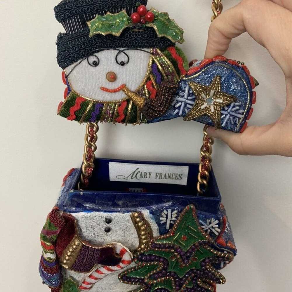 Mary Frances Vintage Bag Purse Beaded Snowman Chr… - image 5