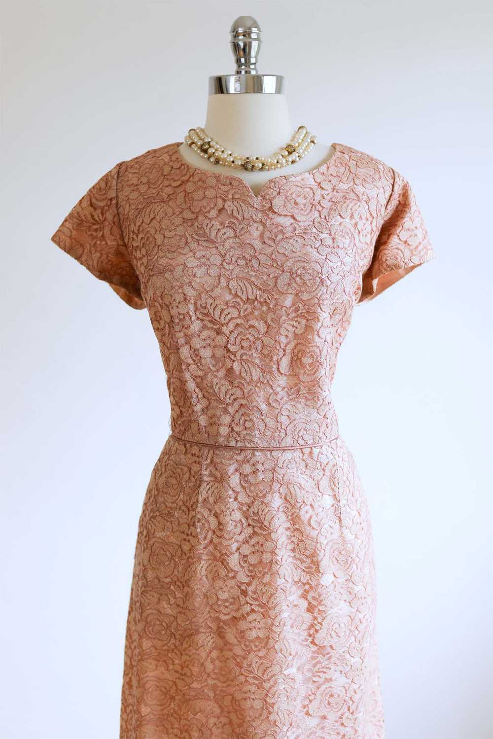Vintage 1950s Dress - VOLUP Coppery Blush Rose La… - image 2