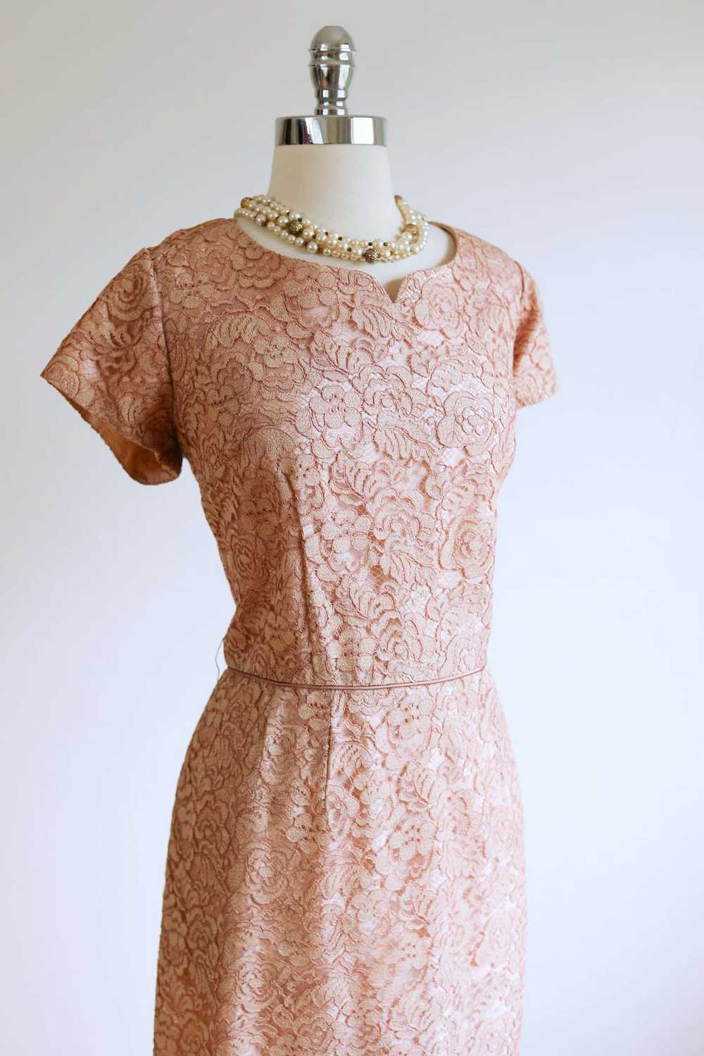 Vintage 1950s Dress - VOLUP Coppery Blush Rose La… - image 3