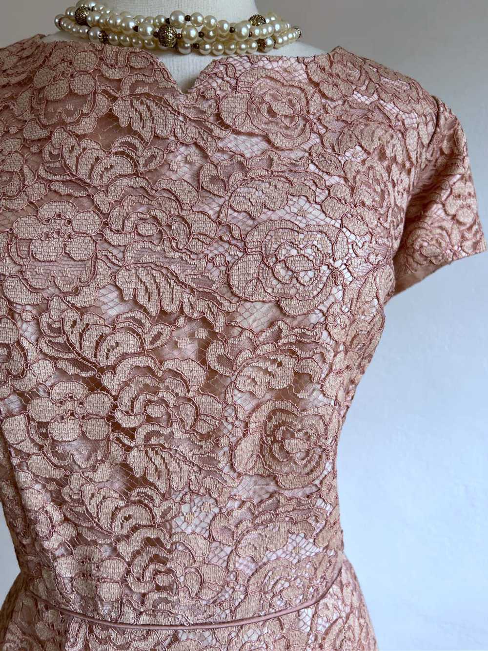 Vintage 1950s Dress - VOLUP Coppery Blush Rose La… - image 4