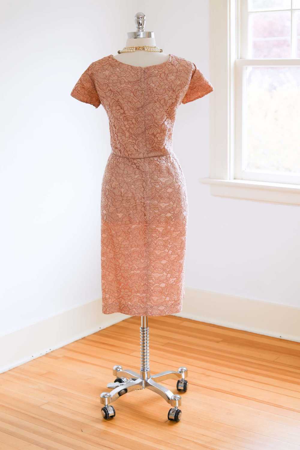 Vintage 1950s Dress - VOLUP Coppery Blush Rose La… - image 5
