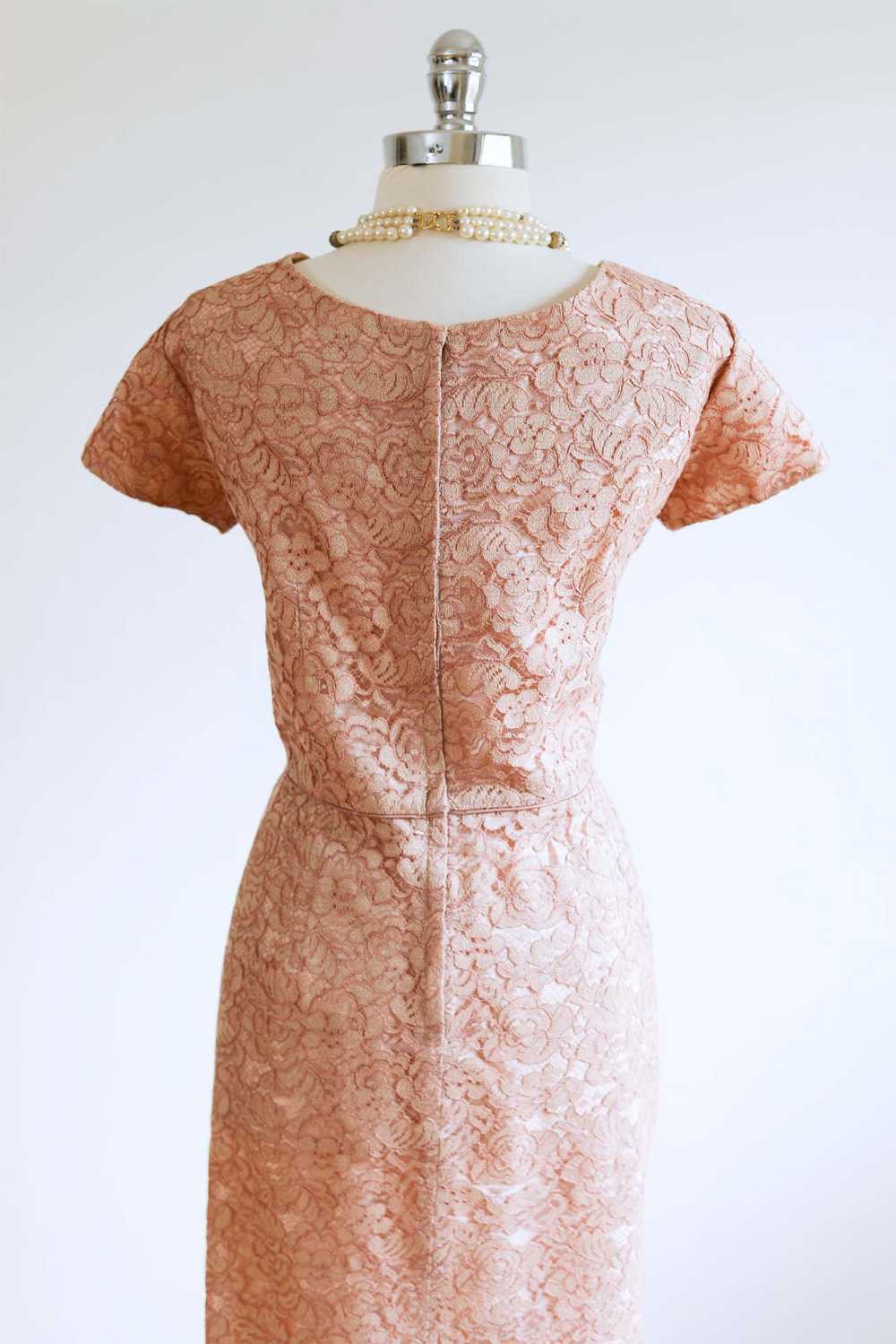 Vintage 1950s Dress - VOLUP Coppery Blush Rose La… - image 6