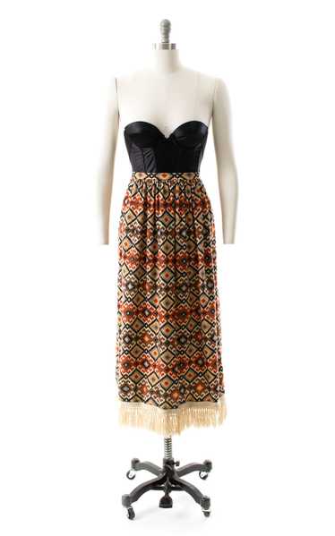 NEW ARRIVAL || 1970s Ikat Fringed Maxi Skirt | sma