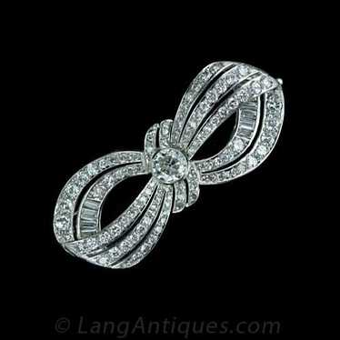 Art Deco Diamond Bow Brooch - image 1