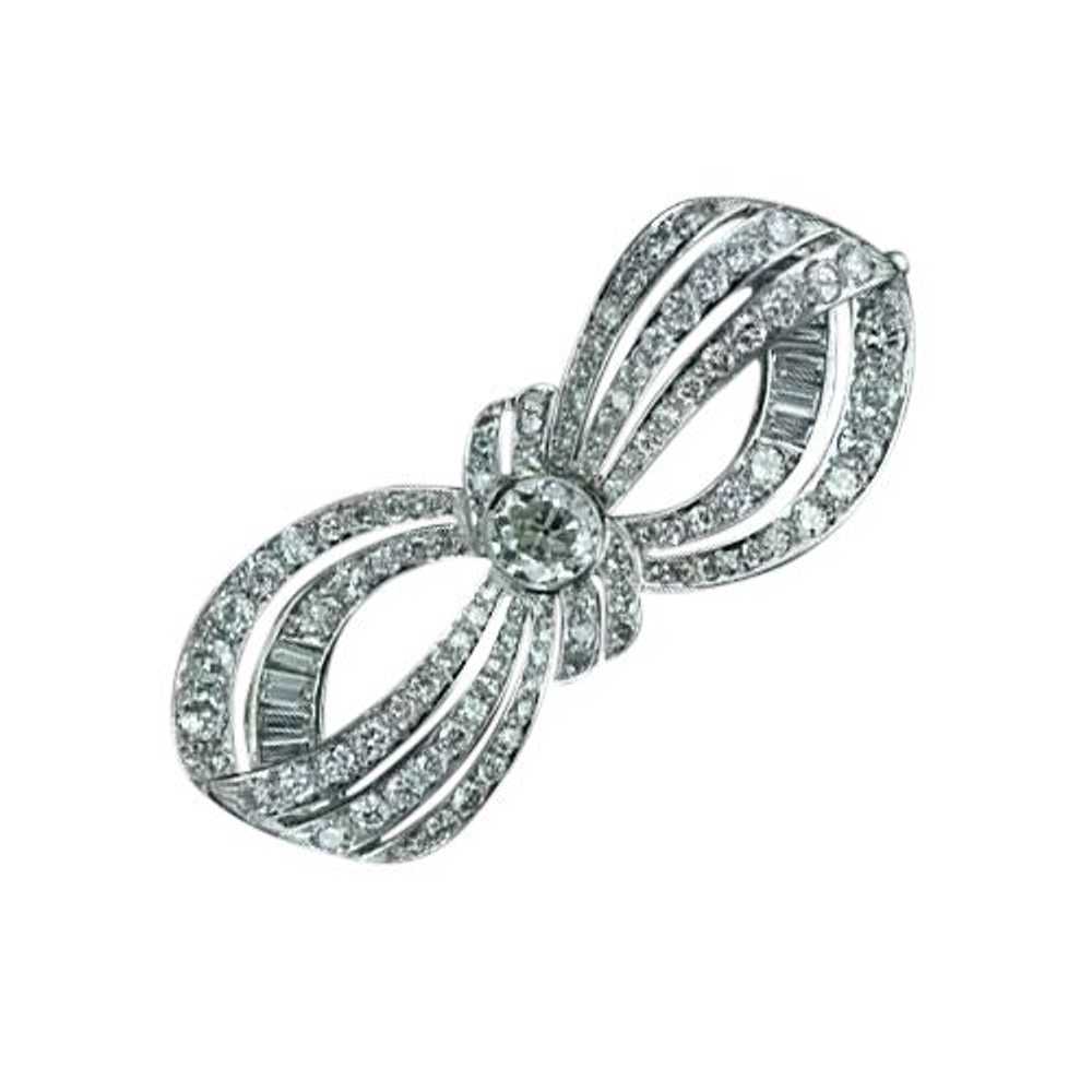 Art Deco Diamond Bow Brooch - image 3