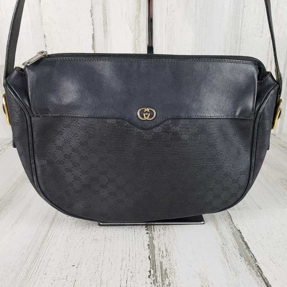 Gucci Black Coated Canvas & Leather Shoulder Bag … - image 2