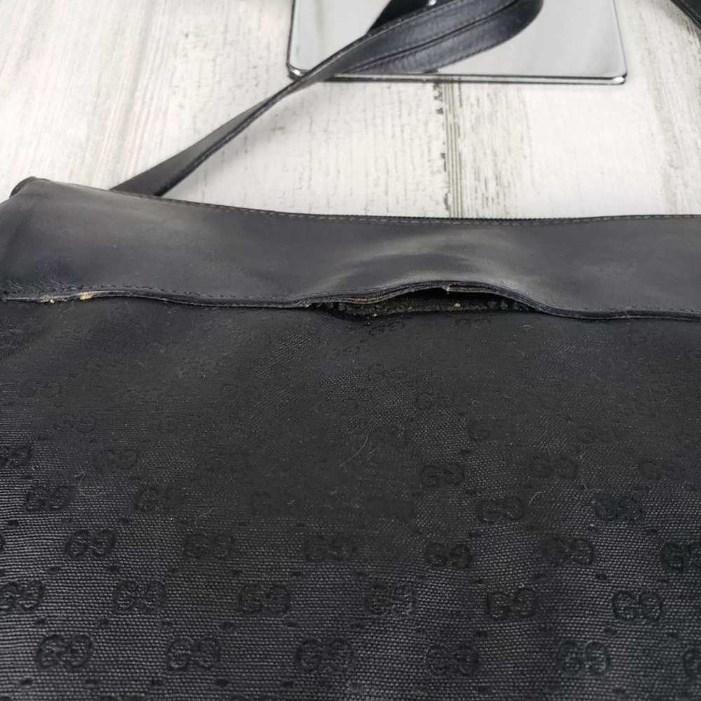 Gucci Black Coated Canvas & Leather Shoulder Bag … - image 8