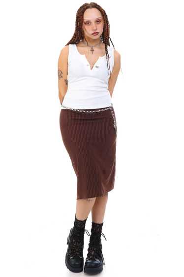Vintage Y2K BCBG Brown Pinstripe Skirt - M