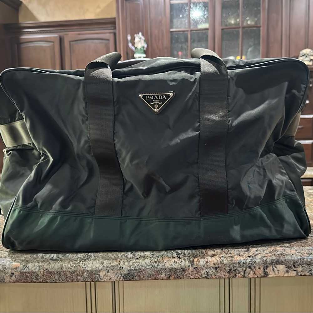 Auth. Prada Extra Large Duffle W/Luggage Tag and … - image 2