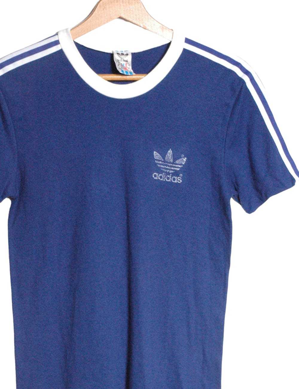 Vintage 1970’s Adidas Blue Ringer T Shirt | Size … - image 2