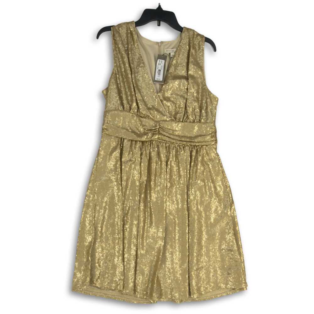 Eva Mendes NWT Womens Gold Sequins Sleeveless Fau… - image 1