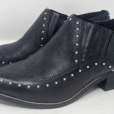 Crown Vintage Leather Studded Black Kavita Bootie… - image 1