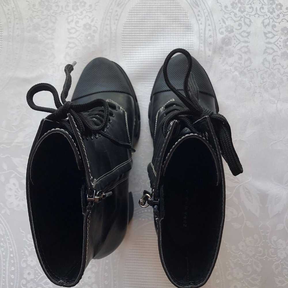 Zara Woman Black Platform Combat Leather Boots Wo… - image 10
