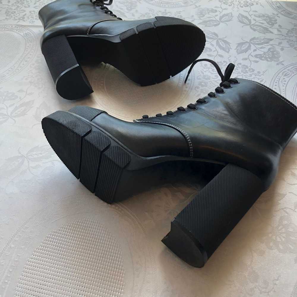 Zara Woman Black Platform Combat Leather Boots Wo… - image 11