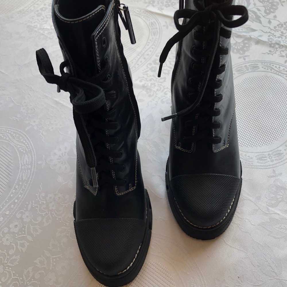 Zara Woman Black Platform Combat Leather Boots Wo… - image 12