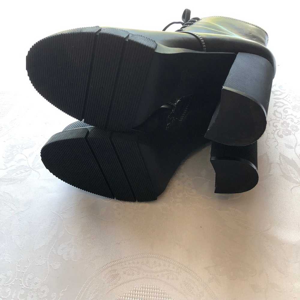 Zara Woman Black Platform Combat Leather Boots Wo… - image 3