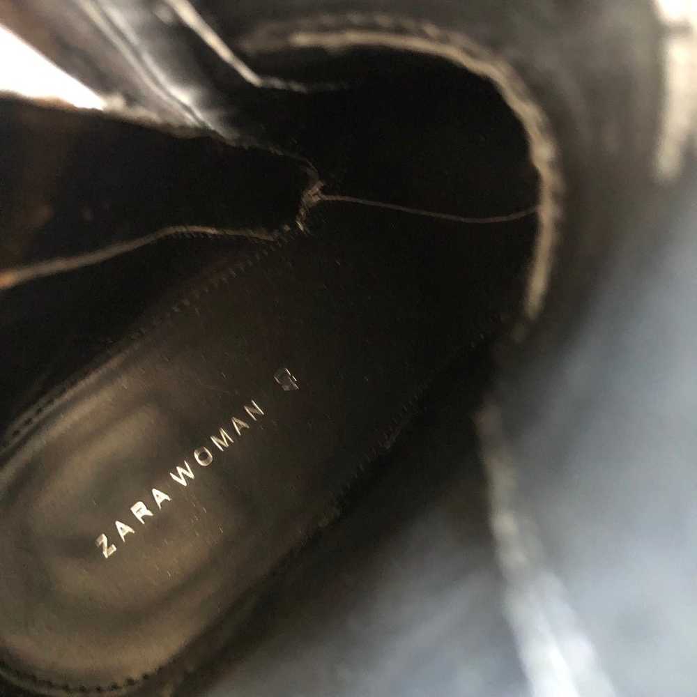 Zara Woman Black Platform Combat Leather Boots Wo… - image 5