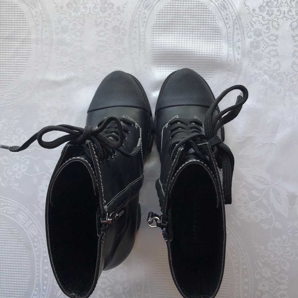 Zara Woman Black Platform Combat Leather Boots Wo… - image 9