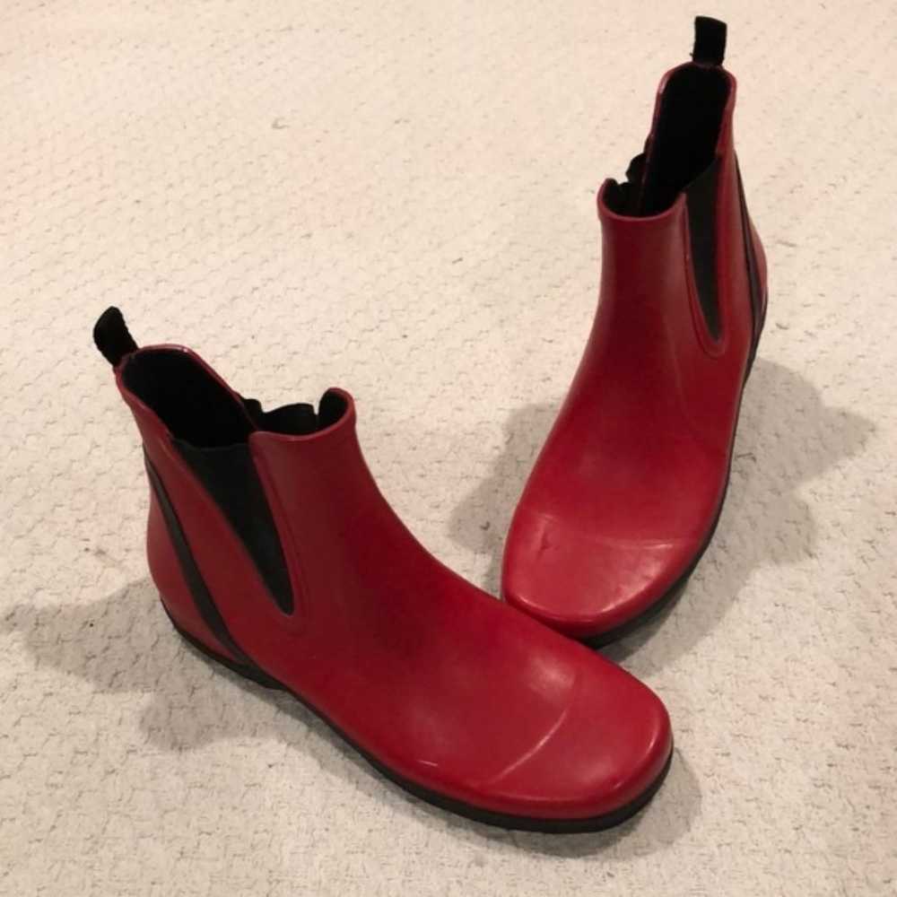 Andre Assous Chelsea Style Red Rain Boots Size 8 - image 1