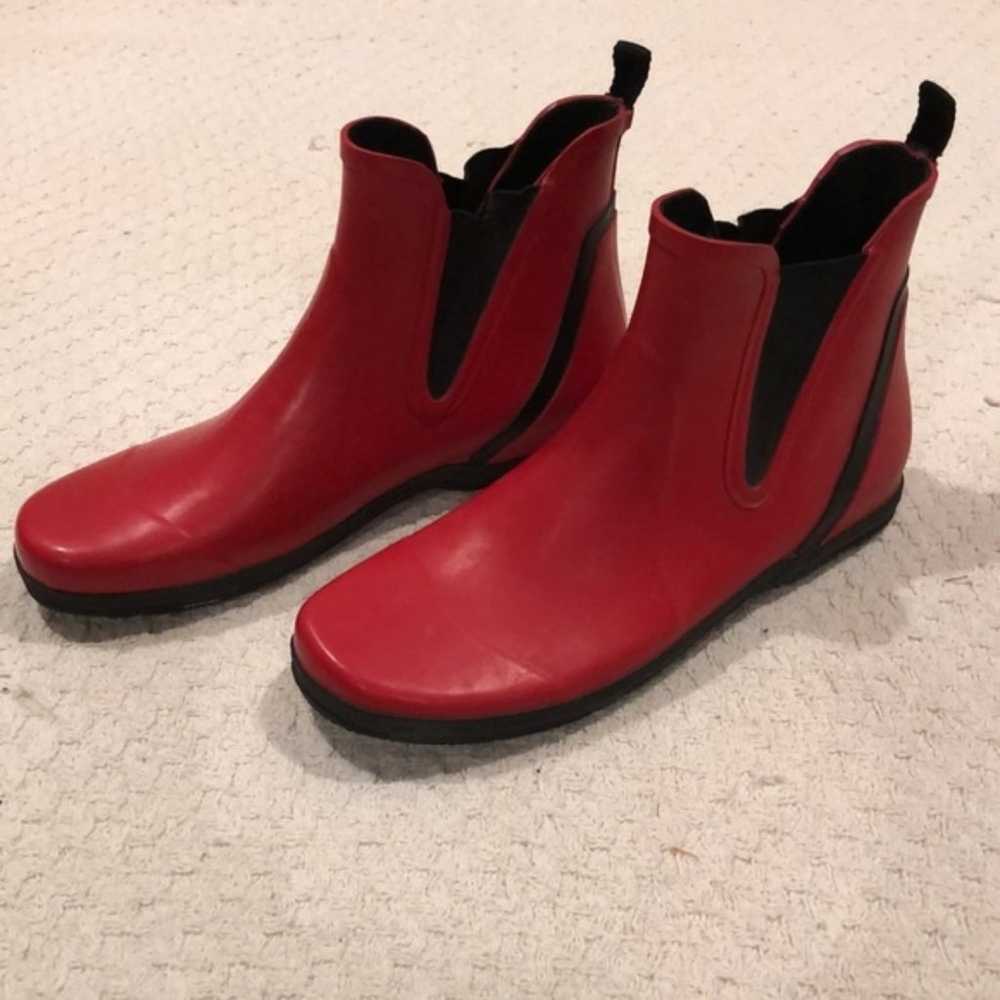 Andre Assous Chelsea Style Red Rain Boots Size 8 - image 2