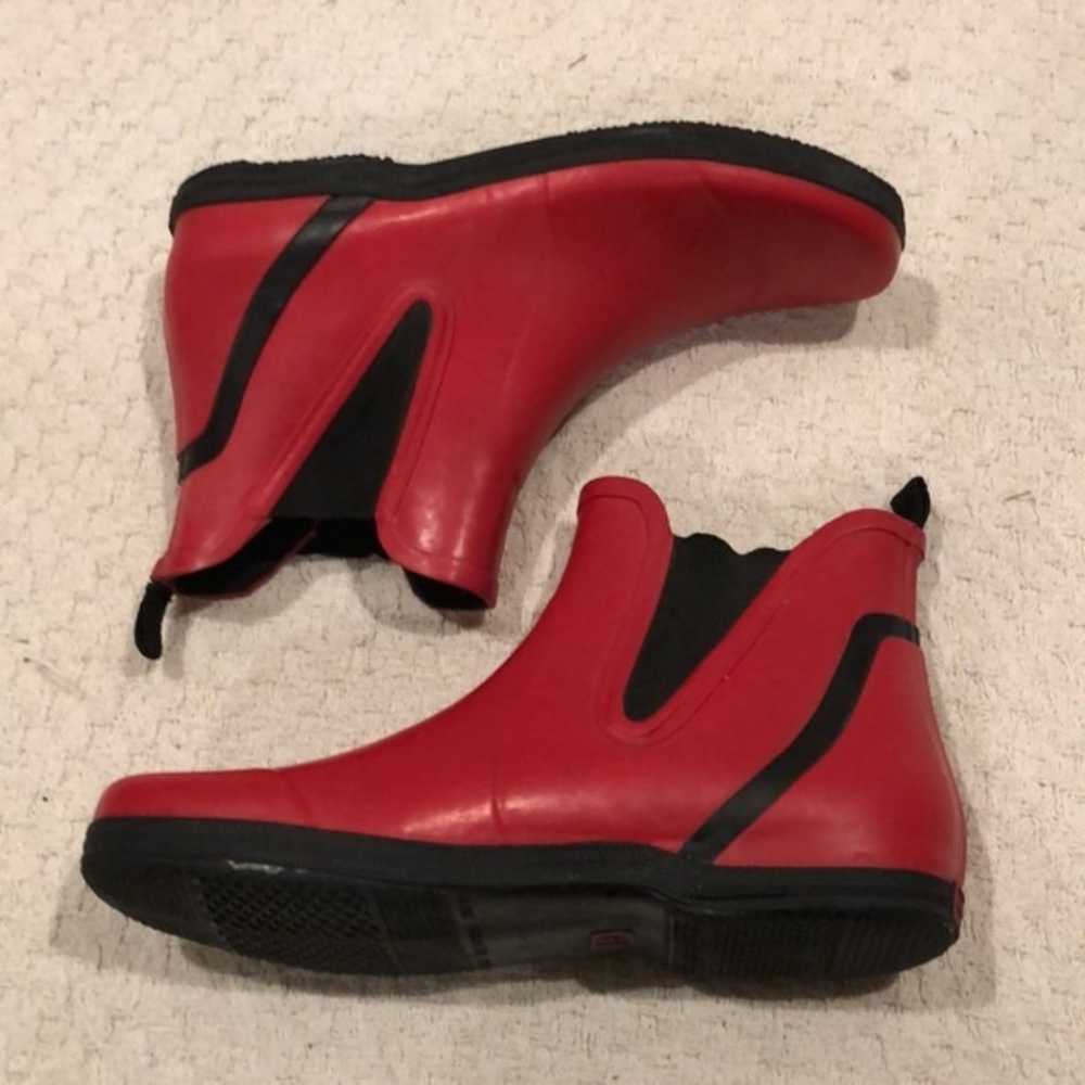 Andre Assous Chelsea Style Red Rain Boots Size 8 - image 5
