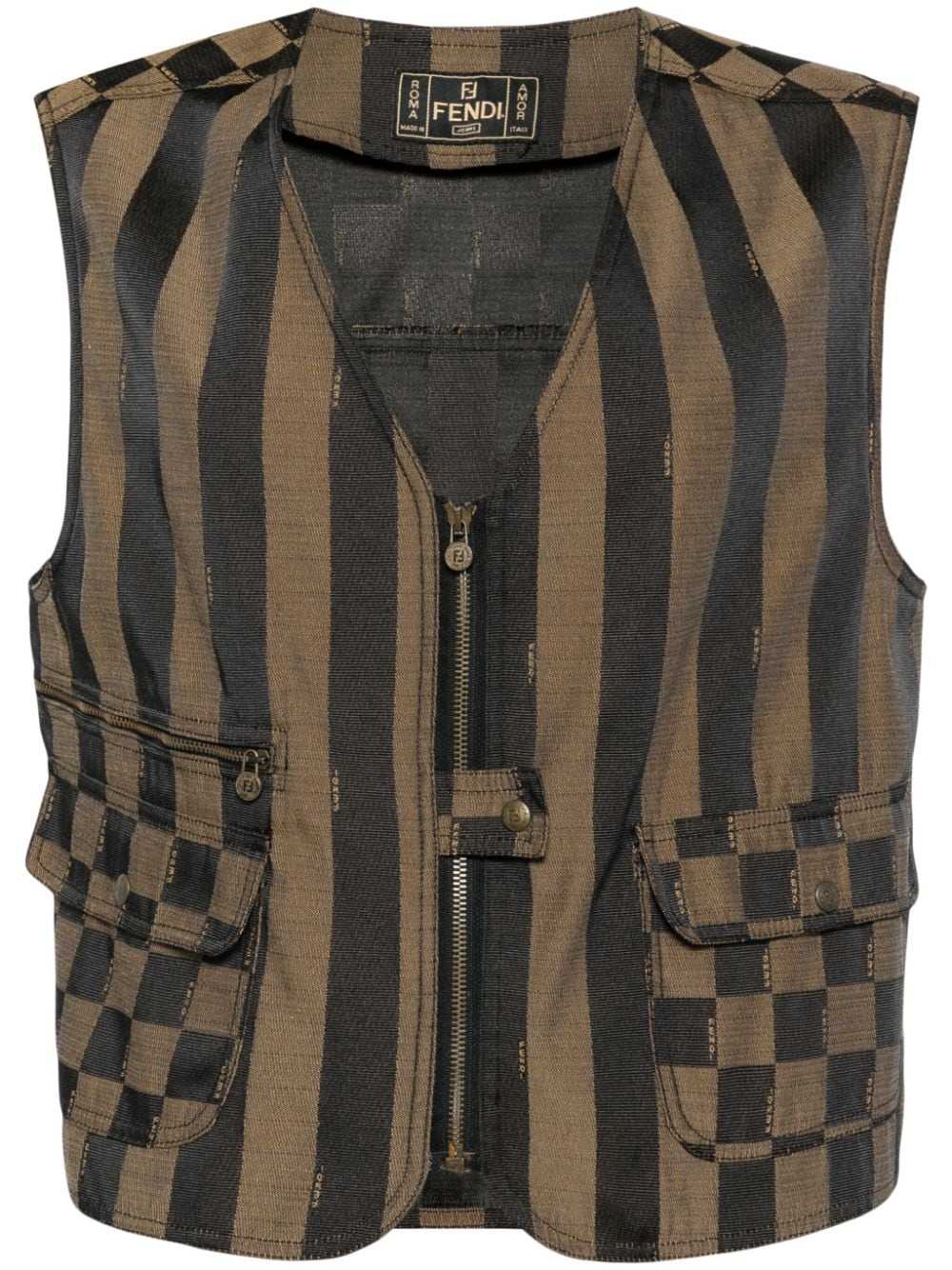Fendi Pre-Owned Pequin striped gilet - Brown - image 1