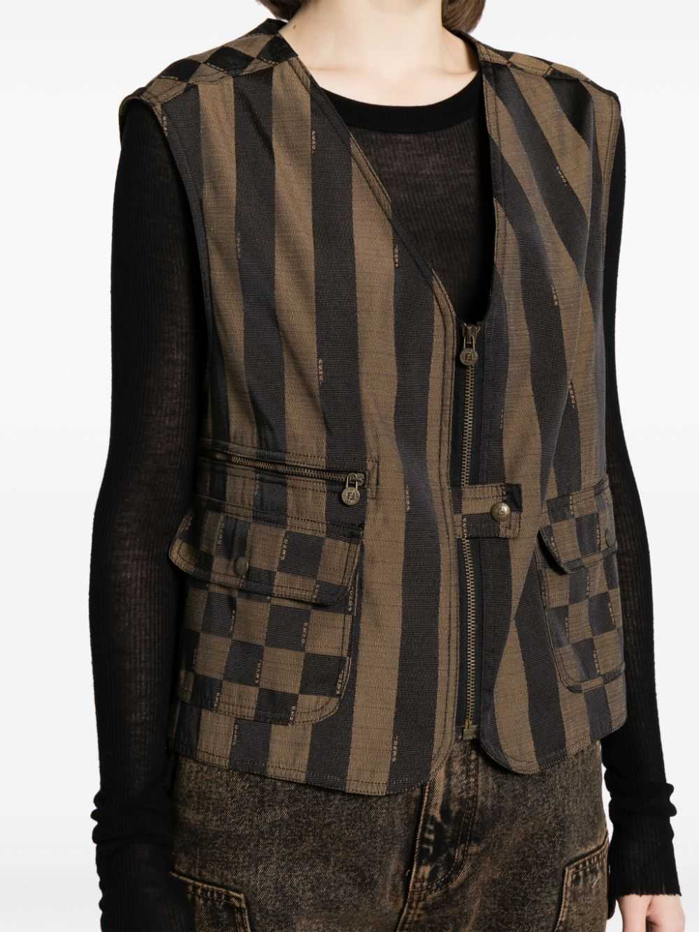 Fendi Pre-Owned Pequin striped gilet - Brown - image 5