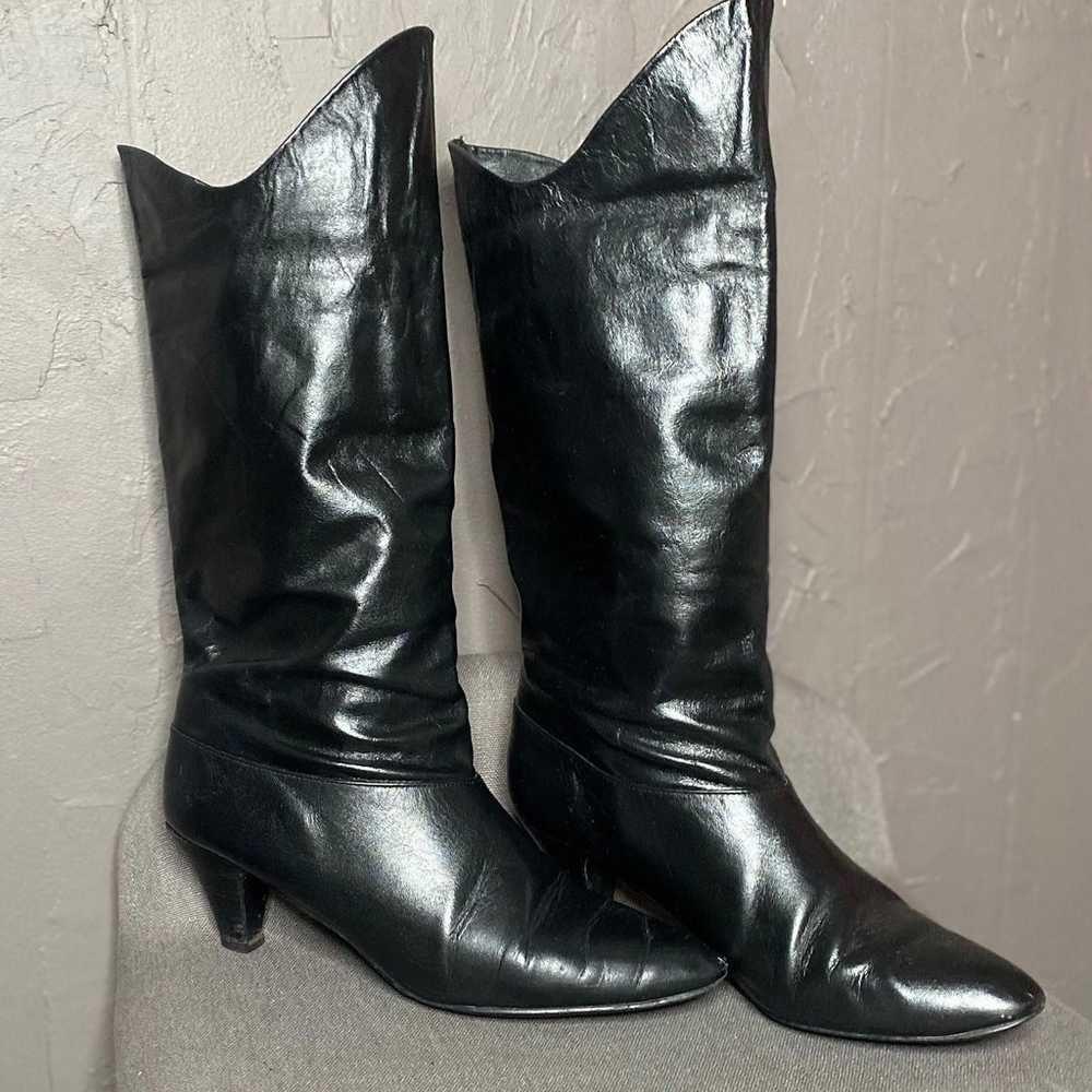 1970s Black Leather Boots by Cobbies size 8.5 wom… - image 1