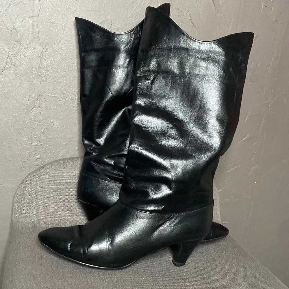 1970s Black Leather Boots by Cobbies size 8.5 wom… - image 2