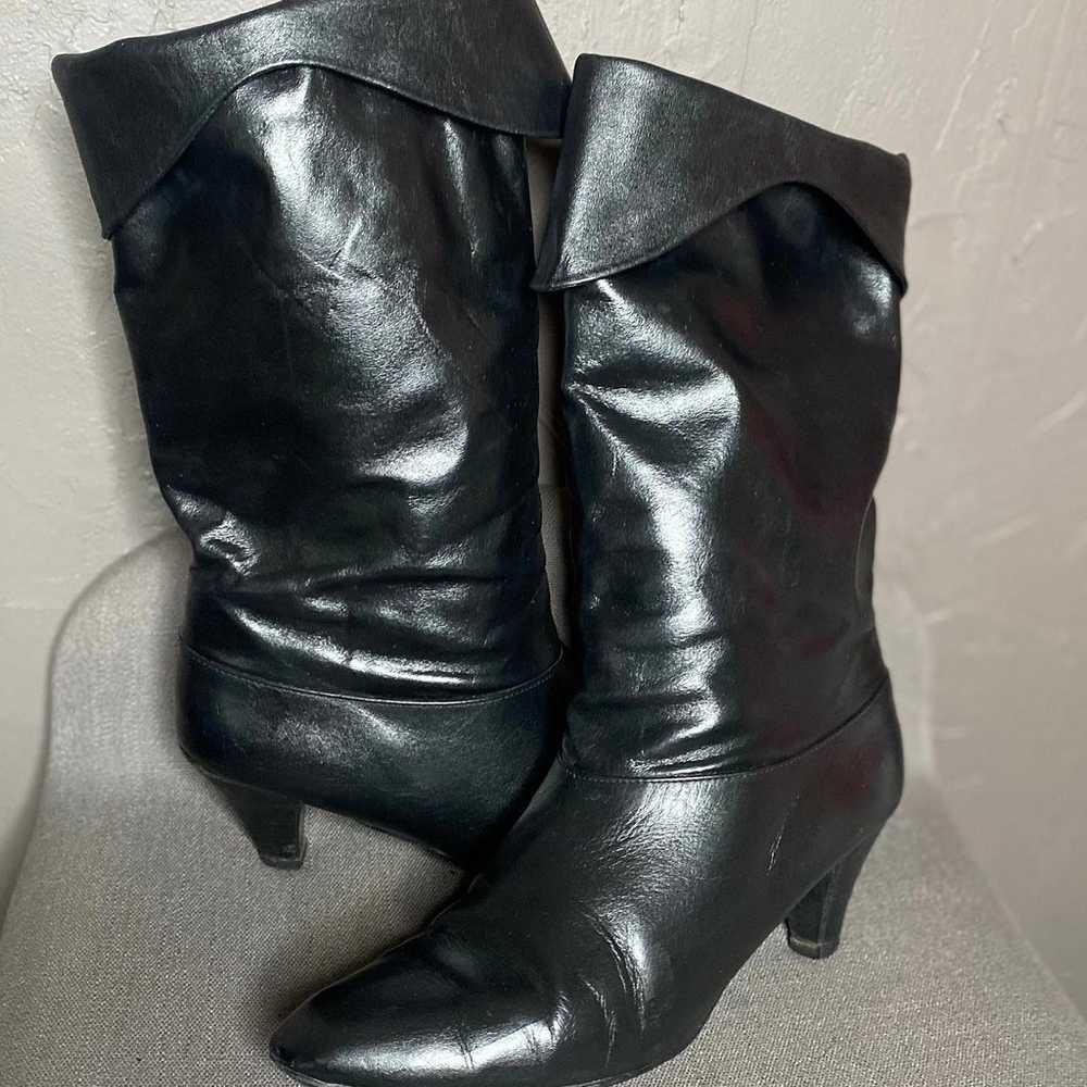 1970s Black Leather Boots by Cobbies size 8.5 wom… - image 3