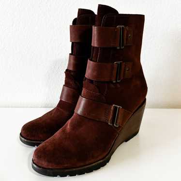 Sorel After Hours Wedge Ankle Bootie Brown Size 9 - image 1