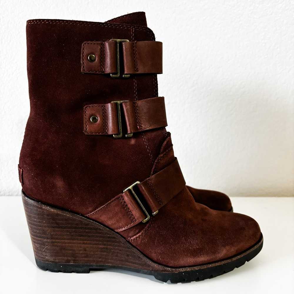 Sorel After Hours Wedge Ankle Bootie Brown Size 9 - image 2