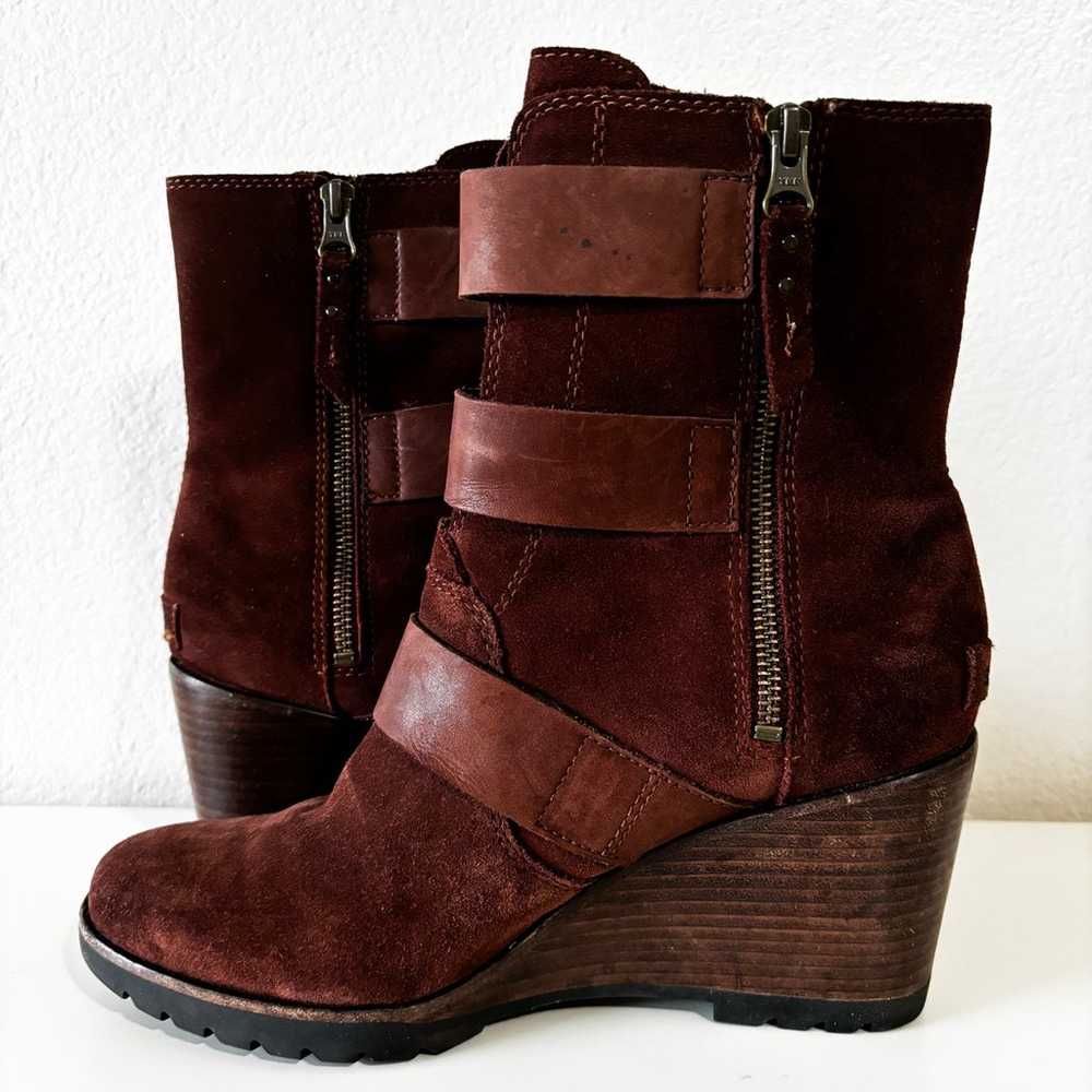 Sorel After Hours Wedge Ankle Bootie Brown Size 9 - image 5