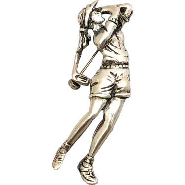 Navika Sterling Silver Lady Golfer Brooch Pin