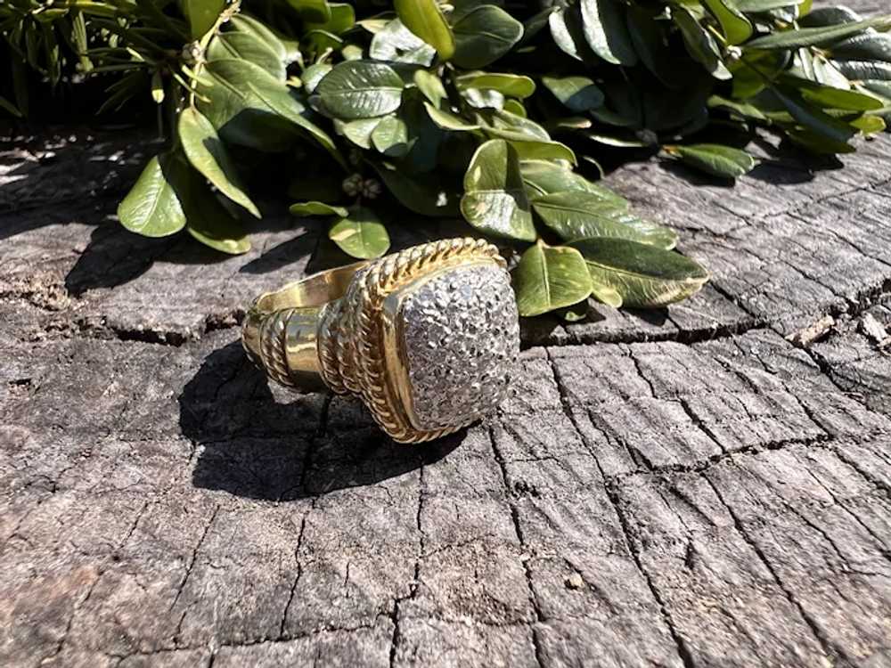 18K Yellow Gold Diamond Statement Ring - image 5