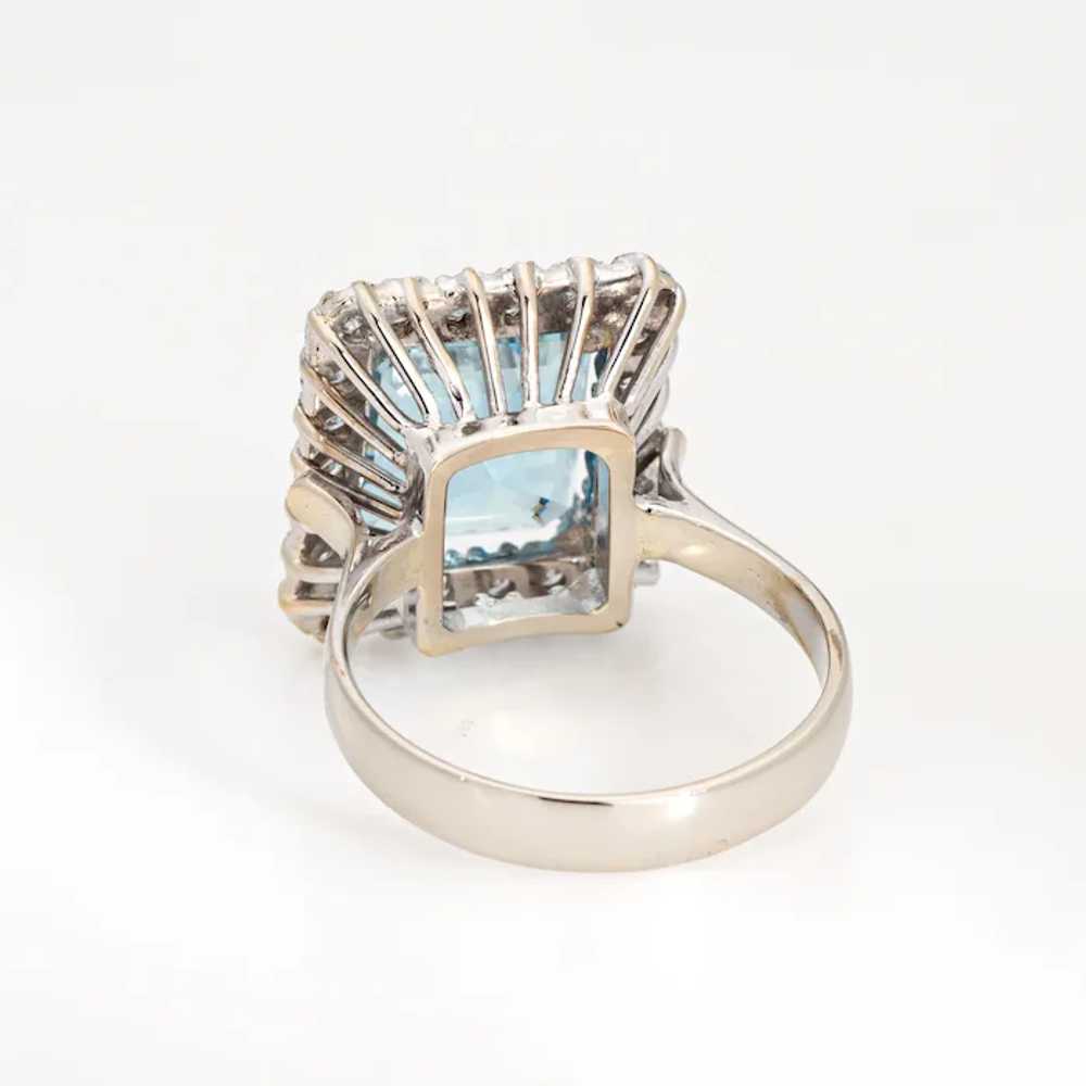 5.35ct Aquamarine Diamond Square Ring Vintage 18k… - image 5