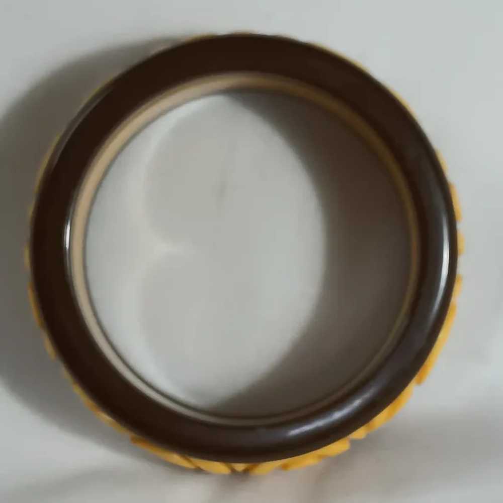 Layered carved Bakelite bangle butterscotch choco… - image 3