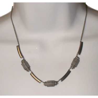 30s Mod Industrial Necklace German Geshutzt Plati… - image 1