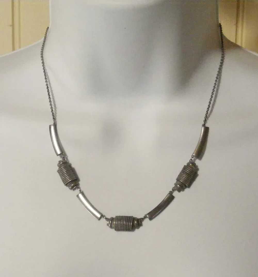 30s Mod Industrial Necklace German Geshutzt Plati… - image 3